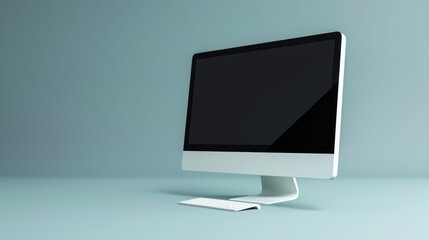 Fototapeta premium Desktop computer on a blue background