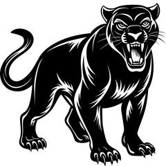 a panther is waking on the way vector design 