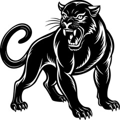 a panther is waking on the way vector art
