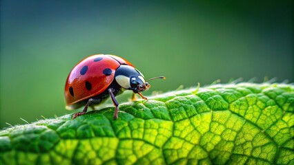 Closeup of a ladybug sitting on a green leaf, ladybug, insect, closeup, nature, green, leaf, small, bug, red, macro, wildlife