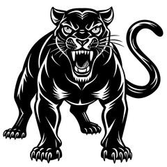 a panther is waking on the way 