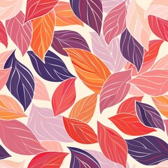 Fototapeta premium Seamless Autumn Leaves Pattern. Vibrant Fall Colors Background for Thanksgiving, Fabric, and Nature Designs
