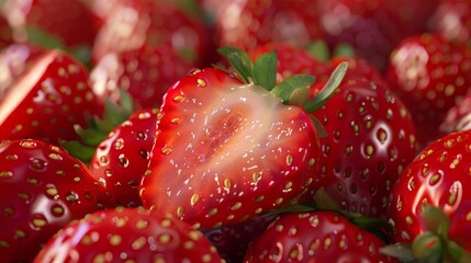 Strawberry background with summer berries - fresh and ripe strawberries.