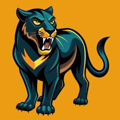 a panther is waking on the way 