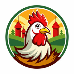 rooster and hen for restaurants icon vector art
