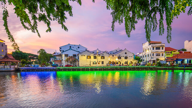 The old town of Malacca, Melaca and the river. UNESCO World Heritage Site in Malaysia