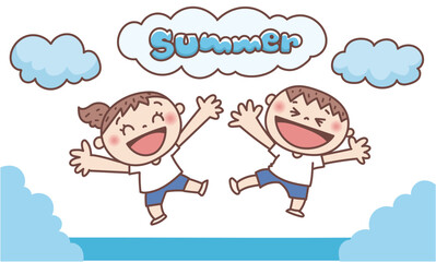 夏を喜ぶ子どもたち