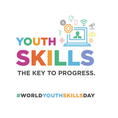 World Youth Skills Day, 15th July. Creative Social Media Square Post Vector Design Template.