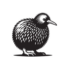 Kiwi silhouette emblem design - kiwi illustration - kiwi black vector
