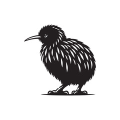 Kiwi silhouette symbol - kiwi illustration - kiwi black vector
