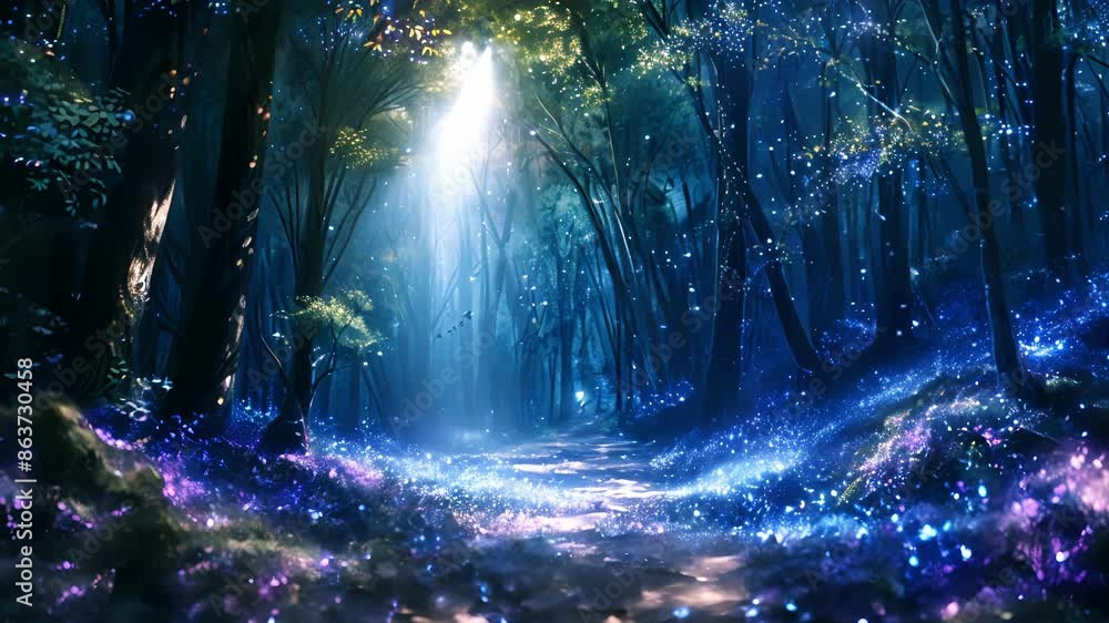 Poster upon entering the enchanted forest one is greeted by a carpet of tiny crystal shards sparkling like 