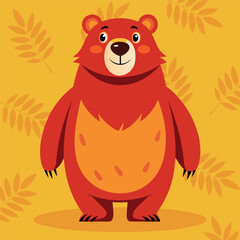 Cute bear. Nice funny brown animal bear. Cute forest animal. Simple and cute teddy bear standing. Flat vector style cartoon illustration.