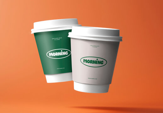 Two Paper Coffee Cup Mockup With Generative AI