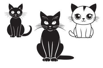 a vector silhouette cute cats