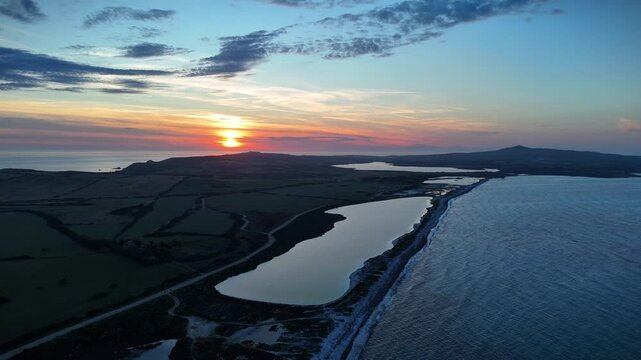 Aerial View of Spaggia Le Saline, Stintino, Province of Sassari, Sardegna