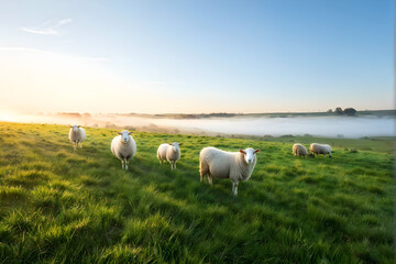 Fototapeta premium Flock of curious sheep