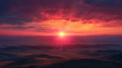 Dramatic Sunset in the Vast Desert 
