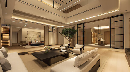 Modern Drawing Room Living Space Interior Design Stock Photo