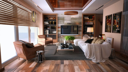 Modern Drawing Room Living Space Interior Design Stock Photo