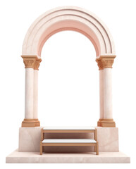 Fototapeta premium PNG Arch product display narrowand tall podium architecture white background sculpture.