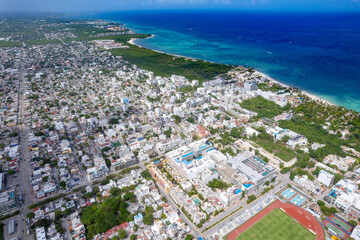 Aerial view of Playa del Carmen, Mexico