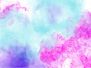 淡いブルーとピンクのふんわりとした水彩画、テクスチャ、背景素材