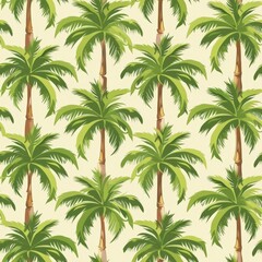 Tropical seamless pattern with coconut palm trees. Summer background, exotic jungle wallpaper. Concept of travel, vacation, paradise, nature
