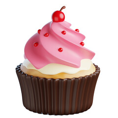 White Chocolate Cherry Cupcakes 3D Icon
