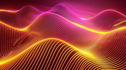 Maroon and Yellow Neon Wave Background 