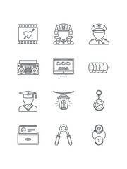 Cap, graduate, Card, visiting, Cassette, music, Chest, drawers, Couple, people, Doctor, gown, Earth, planet, business and icons