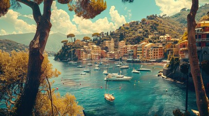 A harbor filled with lots of boats under a blue sky