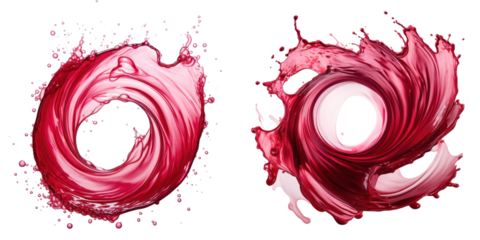 cicular red wine swirl isolated on a transparent background