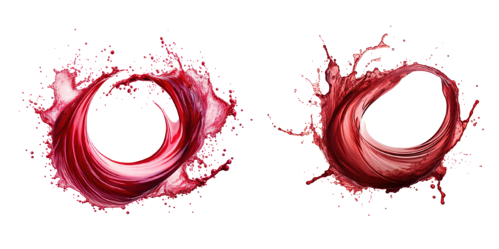 cicular red wine swirl isolated on a transparent background