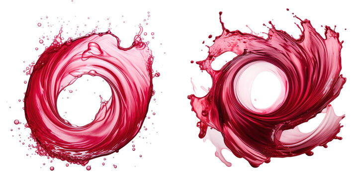 cicular red wine swirl isolated on a transparent background