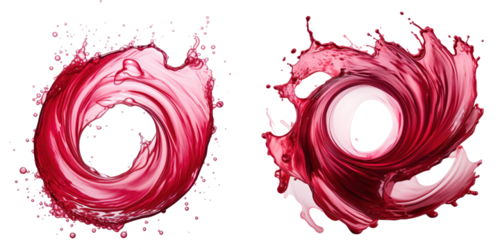 cicular red wine swirl isolated on a transparent background