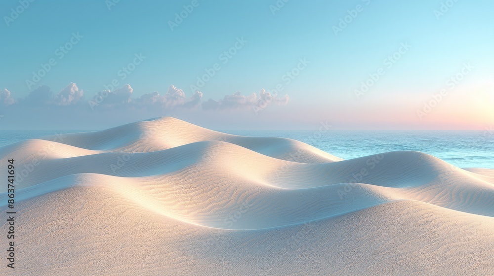 Wall mural a seamless white sandy beach or desert sand dunes tileable texture with light brown clay colored sum