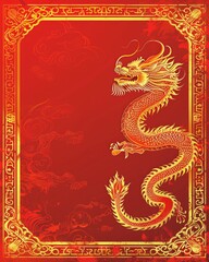 Fototapeta premium Year of the dragon chinese frame