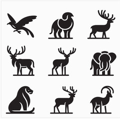 Set of different animal silhouettes for design  Adobe Illustrator Artwork