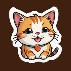 Singles Happy Cat Sticker Vector Art & Illustration