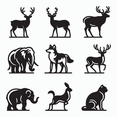 Set of different animal silhouettes for design  Adobe Illustrator Artwork