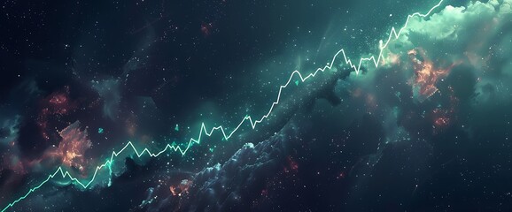 A line graph depicting a rapid decrease in stock prices with a green line.