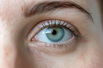 Obraz premium Close-up of a Human Eye with Blue Iris.