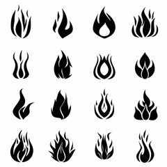 Fire icon, flame bonfire sign, campfire symbol, burn graphic element, fire emblem, grill pictogram