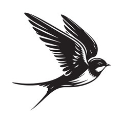 Minimalist swallow silhouette artwork - swallow illustration - swallow black vector