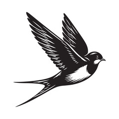 Swallow bird silhouette in minimal style - minimallest swallow vector