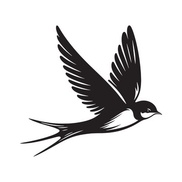 recommend clip art: Swallow bird artwork in silhouette - swallow illustration - swallow black vector