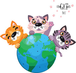 Cat day vector illustration

