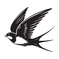 Isolated swallow bird silhouette - swallow illustration - swallow black vector