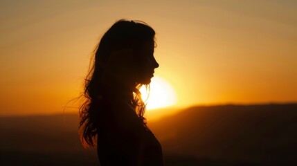 Fototapeta premium Bedouin girl silhouette.