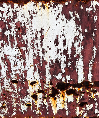 Fototapeta premium Rusty metal with old white paint as an abstract background. Texture